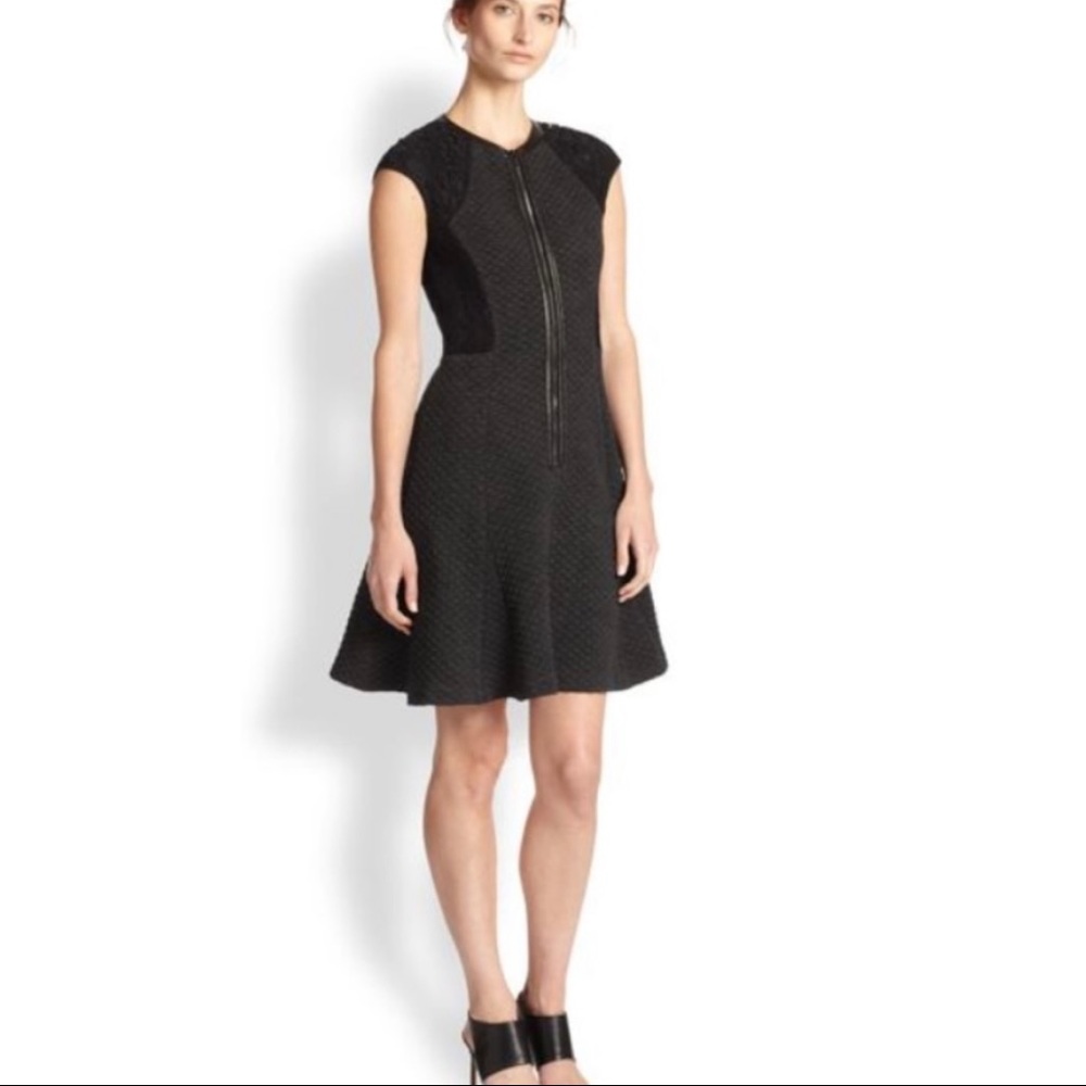 Rebecca Taylor Fit & Flare Quilted Lace Gray Black Dress Size 8 - Picture 13 of 13